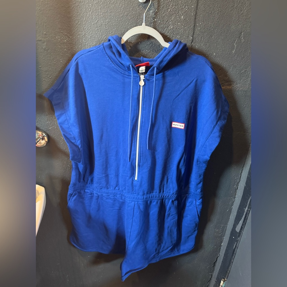 Hunter Royal Blue Short-Sleeve Hooded Jumpsuit